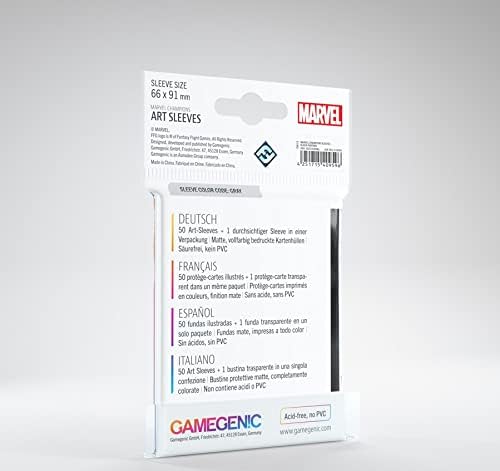 Gamegenic Marvel Champions Sleeves - Black, 50-Pack with Transparent Case 4