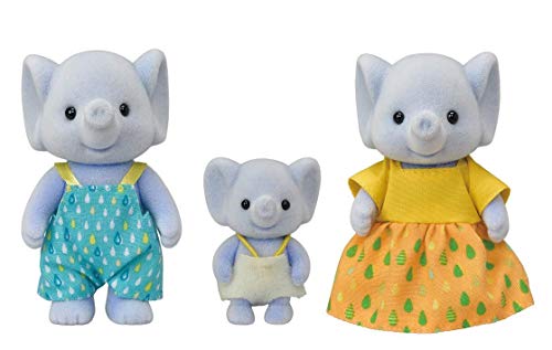 Sylvanian Families 5376 Elephant Family - Posable Collectible Doll Set for Ages 3+