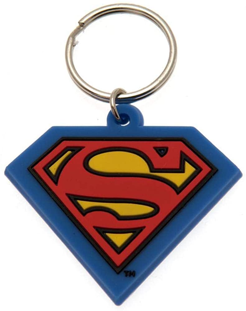 Pyramid International Superman-Shield Rubber Keychain, Metal, Blue, Red and Yell