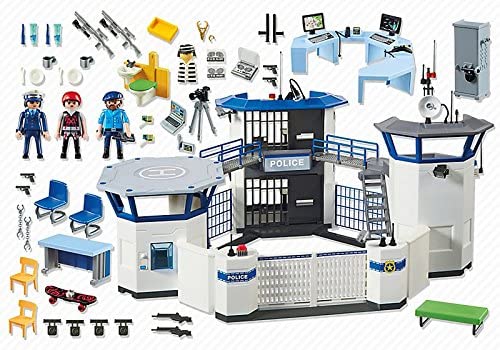 Playmobil City Action 6919 Comisaría de policía con prisión y toma de huellas dactilares, para niños de 4 años