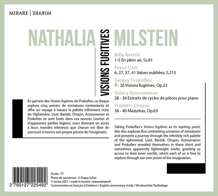 Milstein, Nathalia  - Nathalia Milstein: Visions Fugitives [Audio CD]