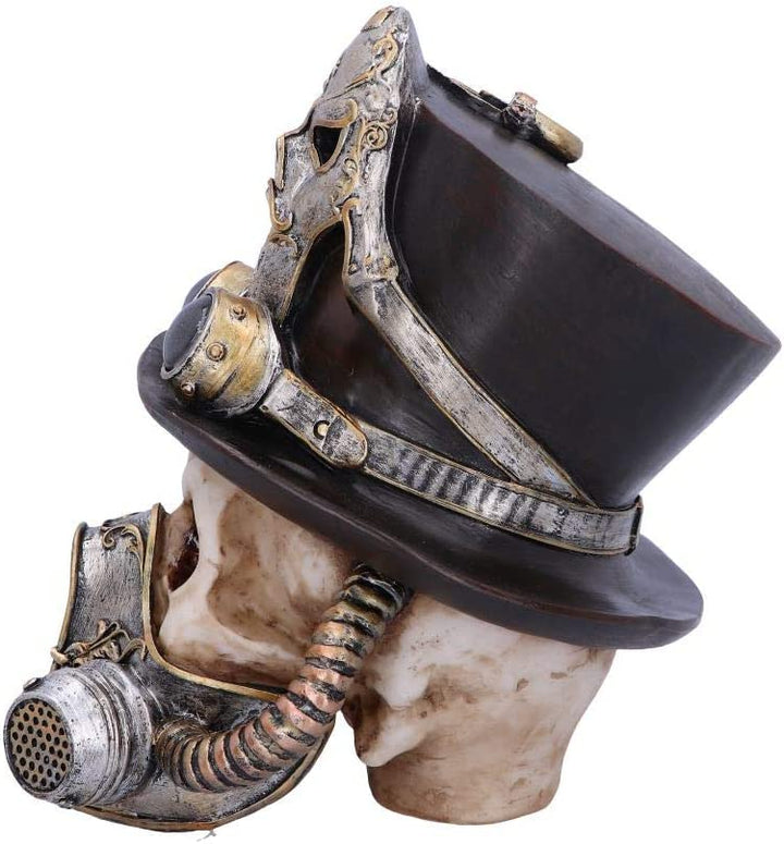 Nemesis Now Steampunk Breathe Easy Venetian Mask Skull Ornament, Silver, 19.5cm