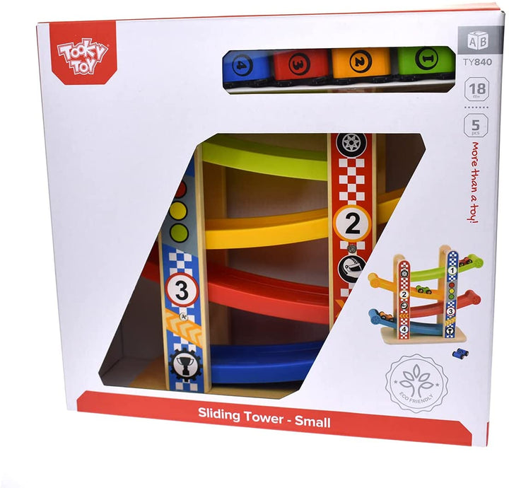 Tooky Toy 921 TY840 EA Torre Scorrevole in Legno-Piccola, Multicolore