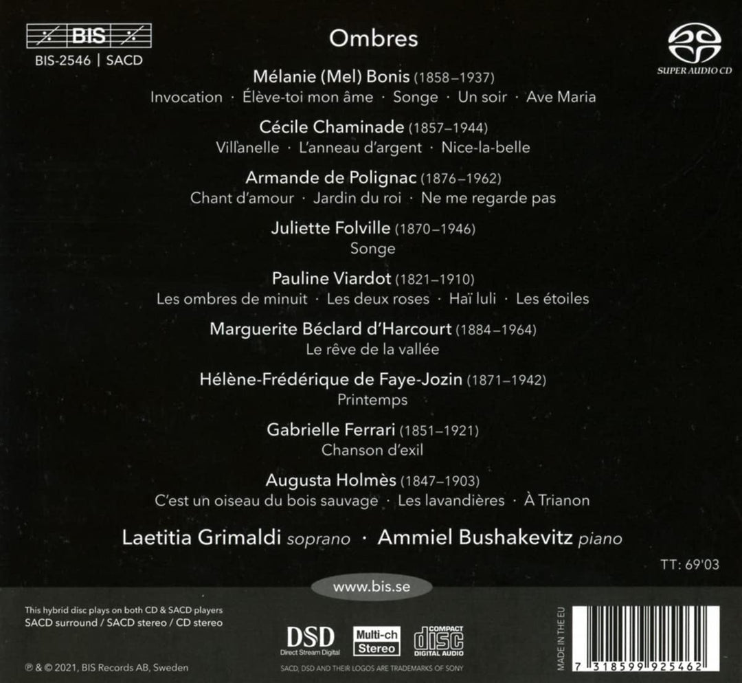 Bonis - Ombres [Laetitia Grimaldi; Ammiel Bushakevitz; Tania Erdal] [Bis: BIS2546] [Audio CD]
