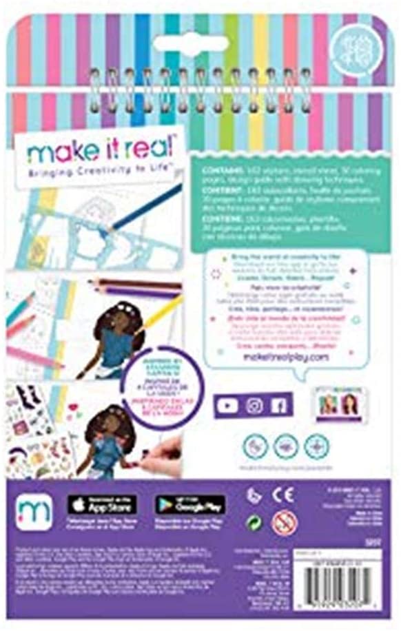 Make It Real 2903205, Blocco da disegno, City Style, Libro di design alla moda per bambini, Multicolore
