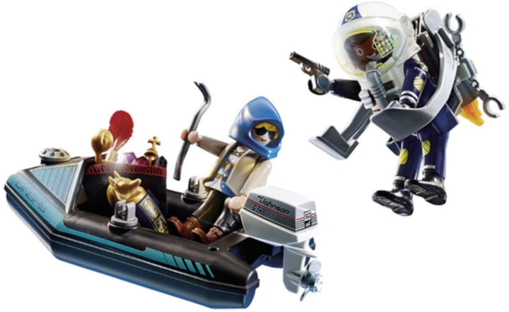 Playmobil City Action 70782 Police Jetpack with Boat, Floatable, Toy for childre