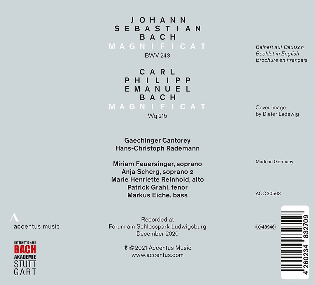 J.S. Bach & C.P.E. Bach: Magnificat [Gaechinger Cantorey; Miriam Feuersinger; Hans-Christoph Rademann] [Accentus Music: ACC30563] [Audio CD]