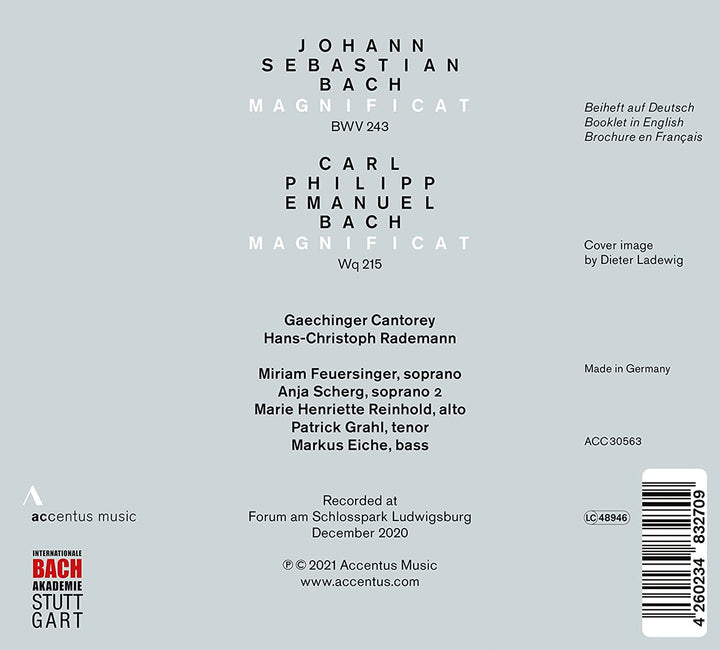 J.S. Bach & C.P.E. Bach: Magnificat [Gaechinger Cantorey; Miriam Feuersinger; Hans-Christoph Rademann] [Accentus Music: ACC30563] [Audio CD]