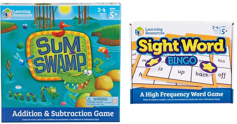 Learning Resources Sum Swamp Addition & Subtraction Game and Sight Word Bingo Set