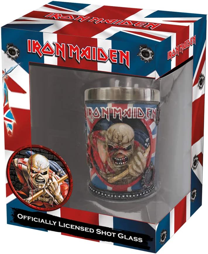 Nemesis Now B4126M8 Iron Maiden Shot Glass 7cm Blue, Resin w/Stainless Steel Insert
