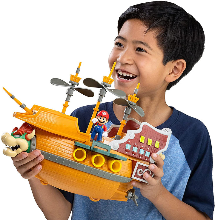 Super Mario Deluxe Bowser's Air Ship Playset with Mario Action Figure – Authenti