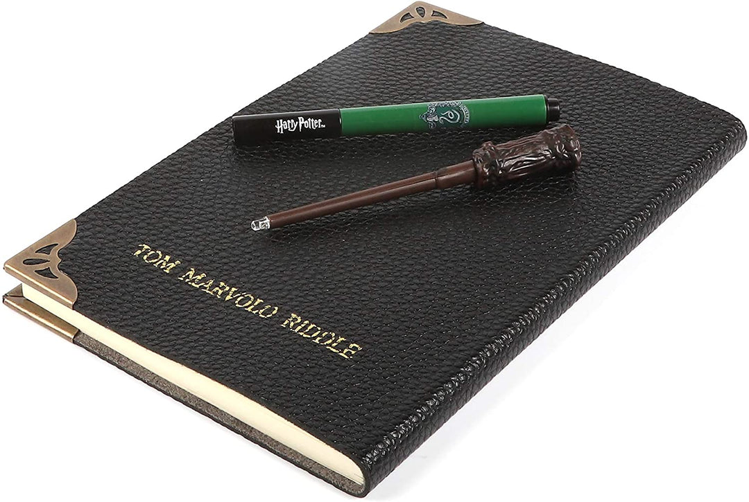 ¡Guau! Stuff Collection Cuaderno diario de Harry Potter Tom Riddle, bolígrafo de la casa Slytherin y varita UV