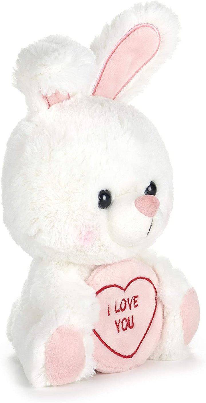 Posh Paws 37328 Swizzels Hearts Bunny de 18 cm (7 &quot;) - Juguete de peluche con mensaje I Love You, rosa y blanco
