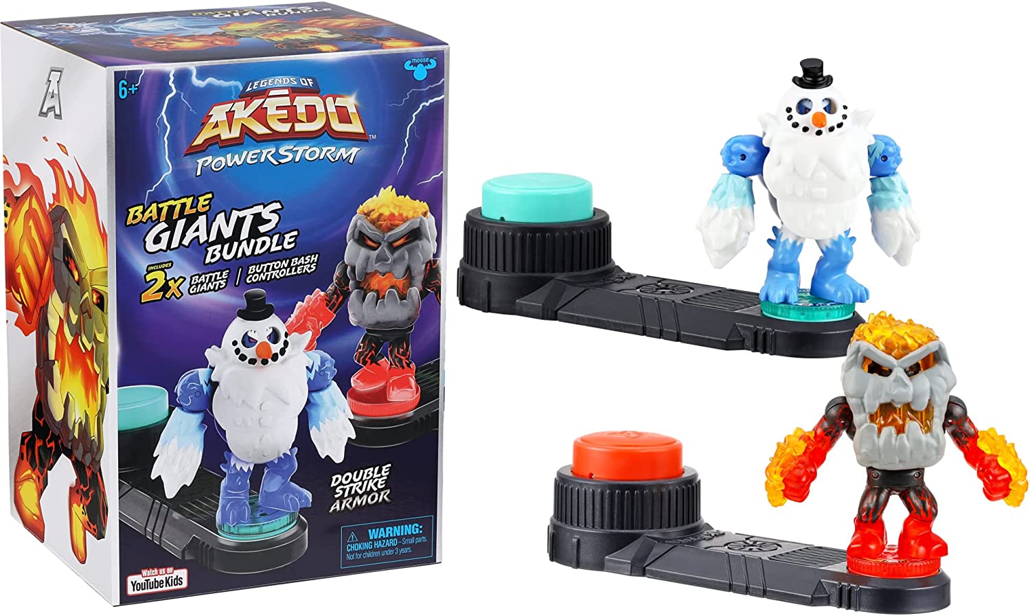 Legends of Akedo Powerstorm Battle Giants Bundle - Volcrag vs Shatterclaw with Double Strike Armor