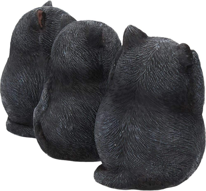 Nemesis Now Three Wise Fat Cats 8.5cm Figurine, Resin, Black