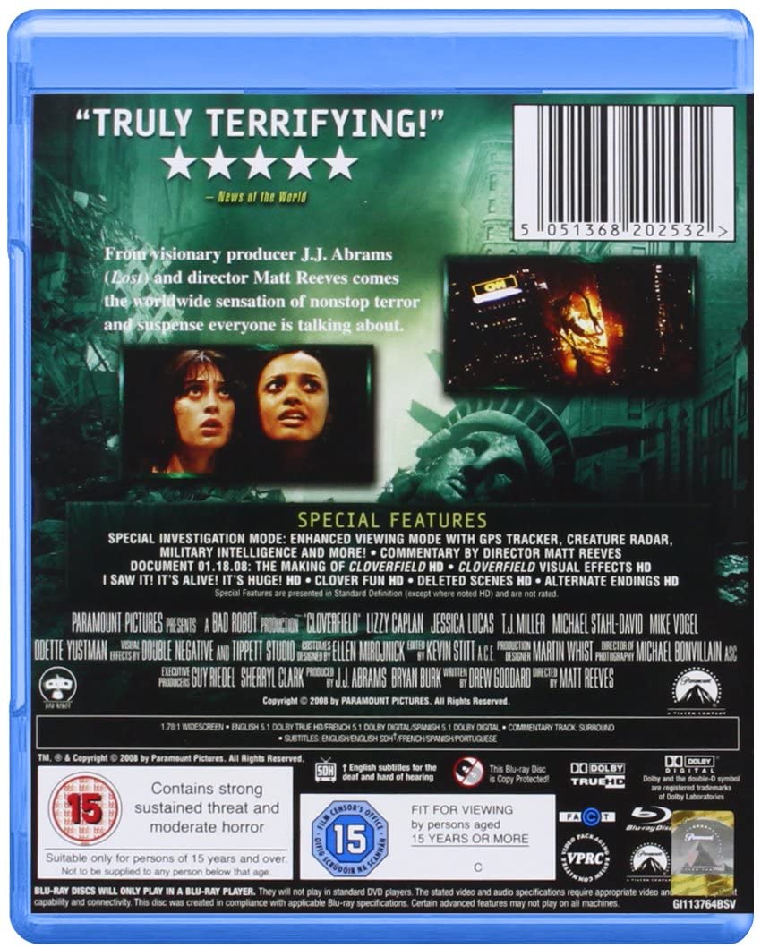 cloverfield [Blu-ray] [2008] [Region Free]