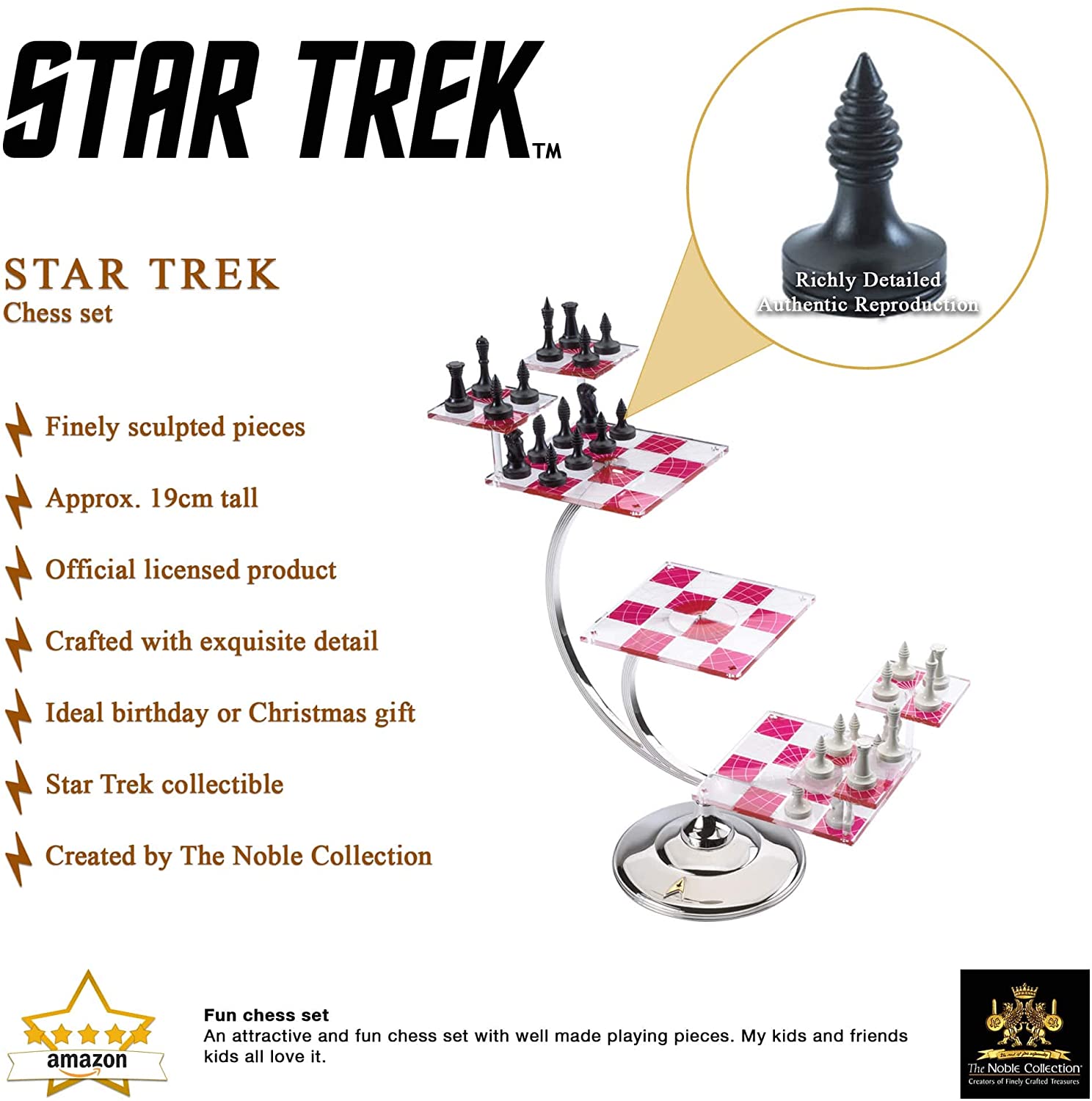 The Noble Collection Star Trek Tri-Dimensional Chess Set Replica with Acrylic Boards & Rule Book 5