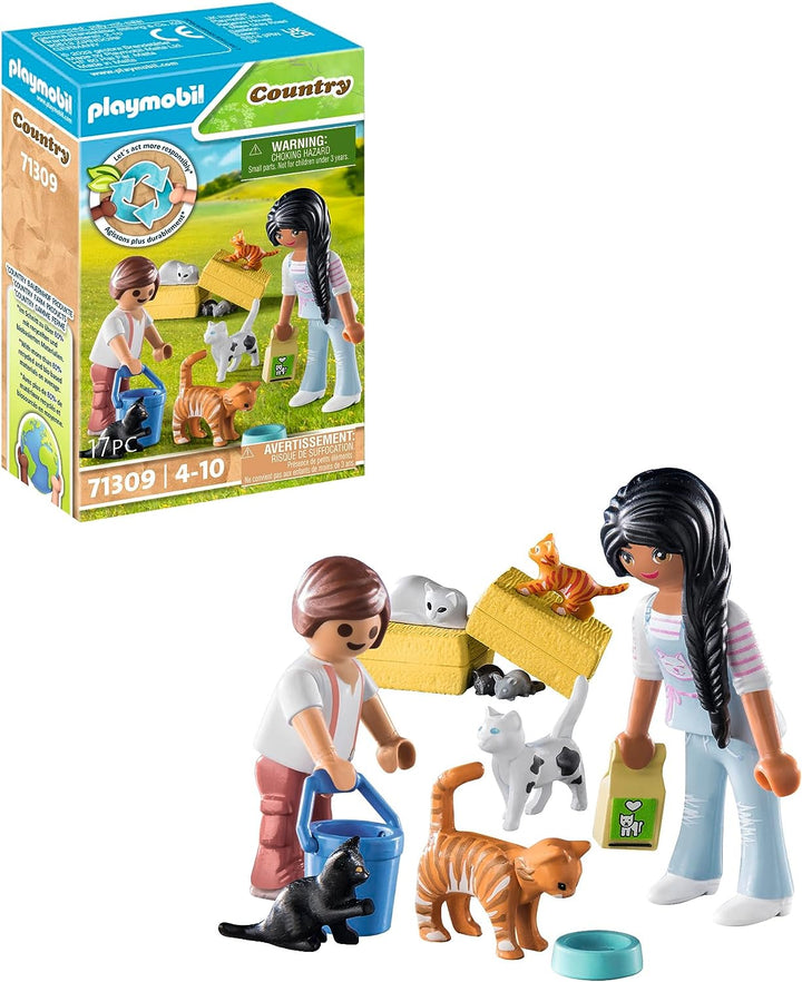 Playmobil Country Cat Family - Sustainable Farm Playset for Ages 4+ (71309)
