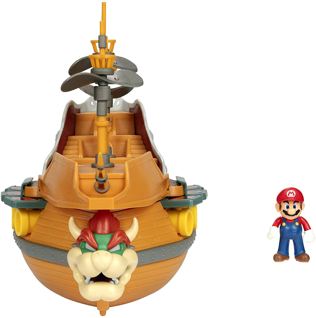 Super Mario Deluxe Bowser's Air Ship Playset with Mario Action Figure – Authenti