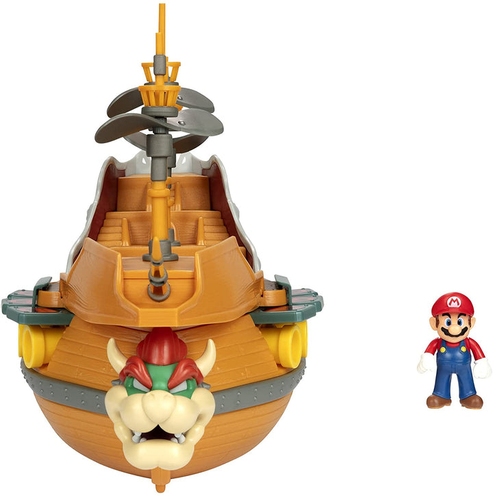 Super Mario Deluxe Bowser's Air Ship Playset with Mario Action Figure – Authenti