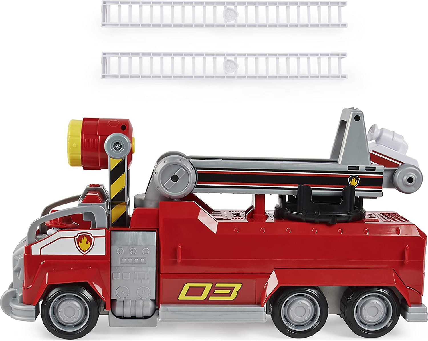 PAW Patrol Marshalls verwandelbares Movie City Feuerwehrauto – Feuerwehrauto-Spielset mit Lichtern, Geräuschen und Actionfigur für Kinder ab 3 Jahren 6