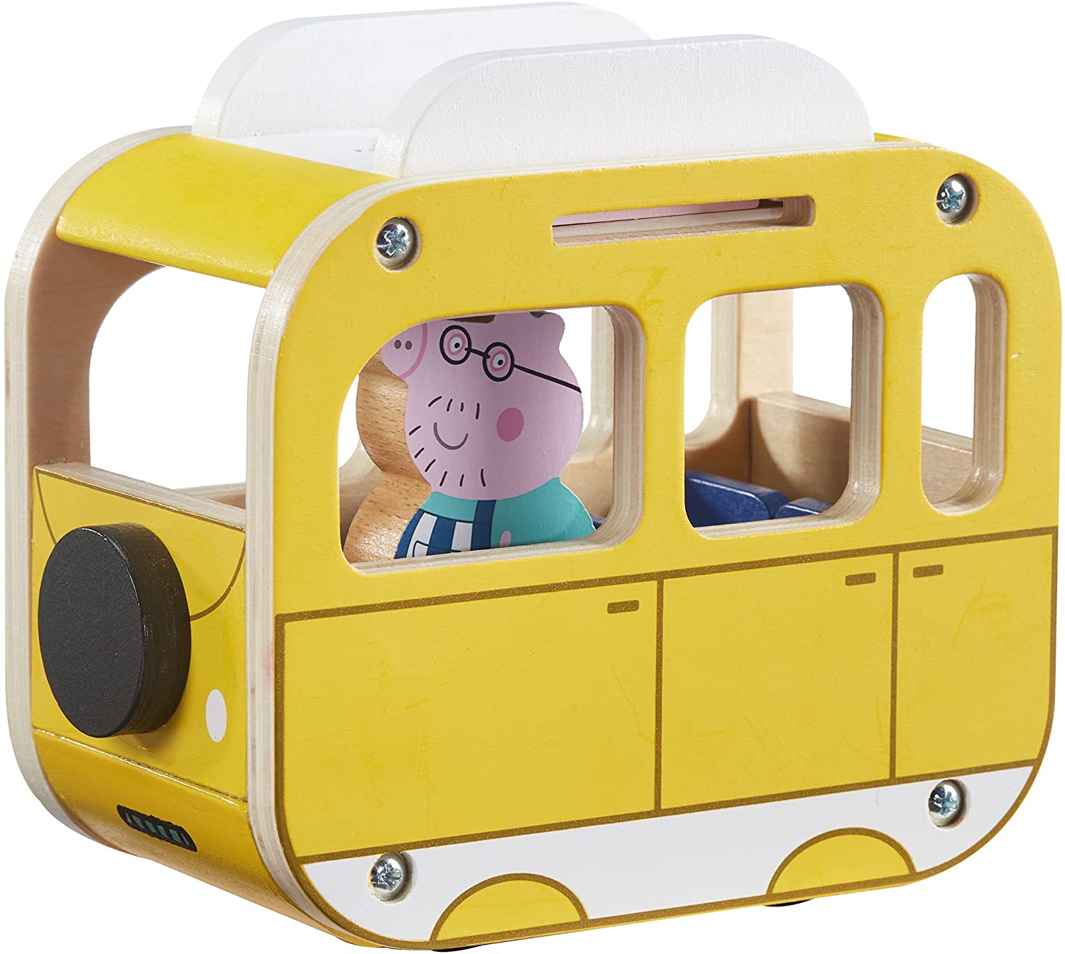 Peppa Pig Wooden Campervan - Push Along Toy with Daddy Pig Figure 3
