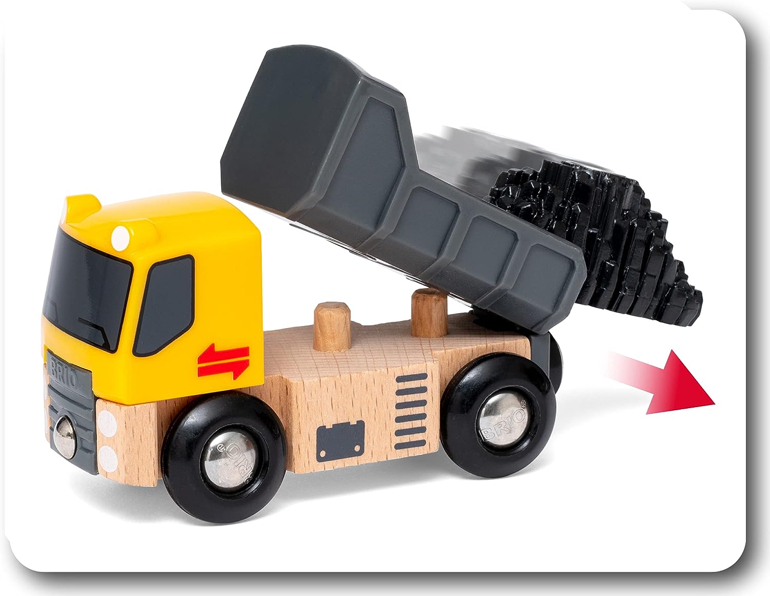 BRIO 33658 Eisenbahnset Baufahrzeuge – 5-teiliges Holzspielzeug-LKW-Set für Kinder 6