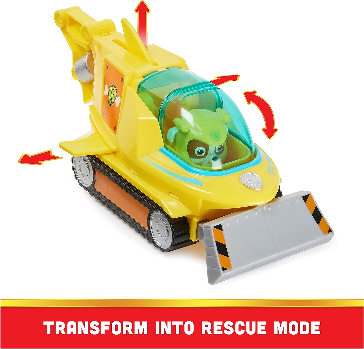 Paw Patrol Aqua Pups Rubble Transforming Hammerhead Shark Vehicle with Action Figure - Ages 3+ 4