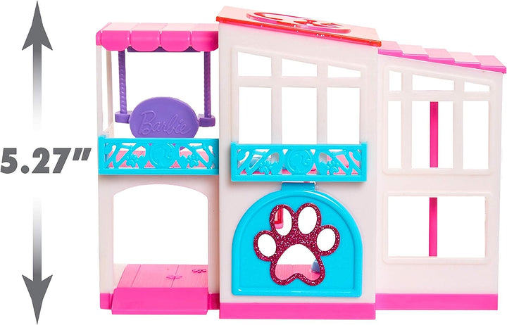 Barbie Pet Dreamhouse 2-Sided Playset, 10-pieces Include Pets and Accessories