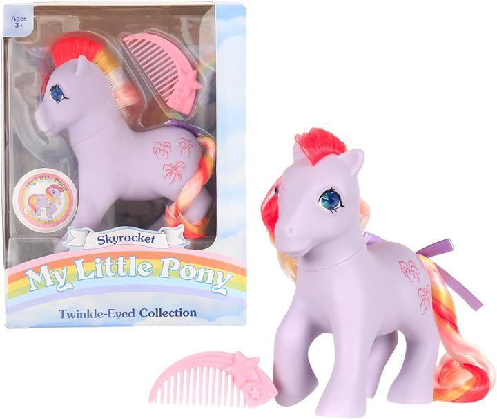 My Little Pony 35293 Classic Rainbow Ponies Sky Rocket Pony, Retro Horse Gifts, Toy Animal Figures, Horse Toys for Boys and Girls