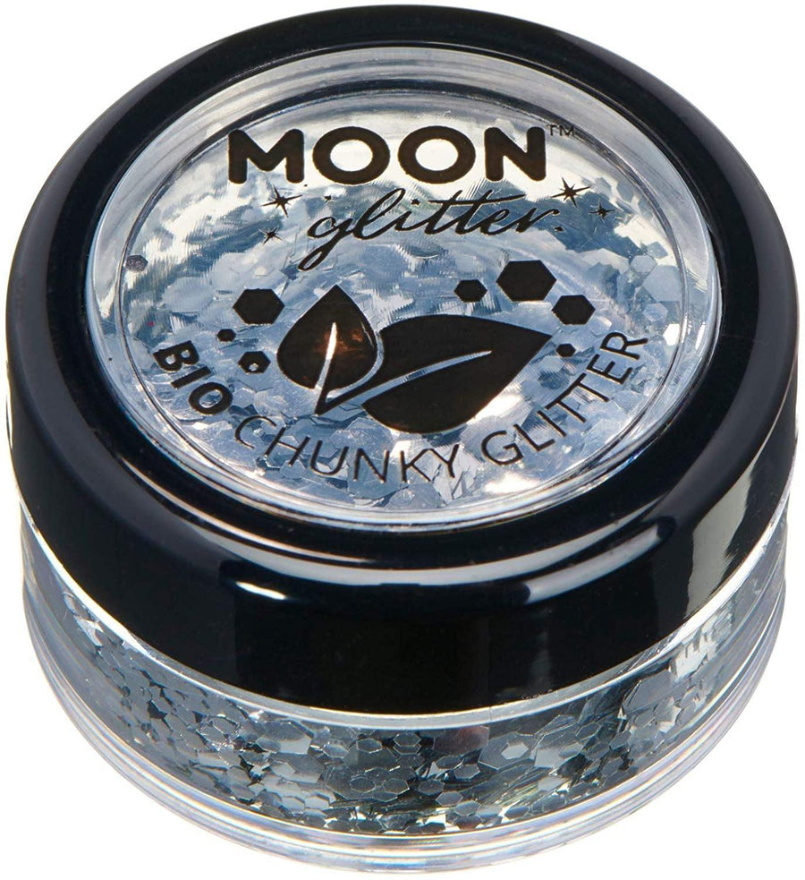 Biodegradable Eco Chunky Glitter by Moon Glitter Silver Cosmetic Bio Festival - Yachew