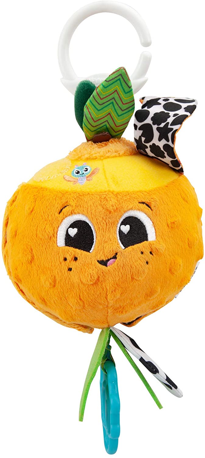 Tomy L27384 Lamaze Olive The Orange, Carrozzina e Passeggino con Clip Neonato, Neonati Sensoriali con Colori e Suoni