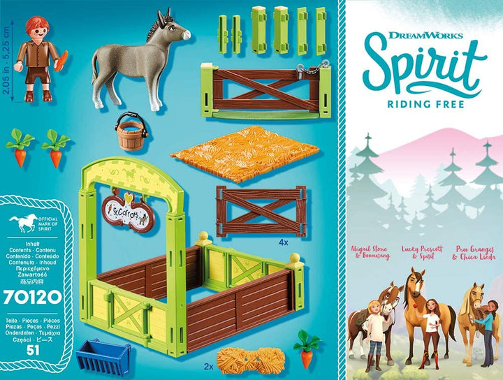 Playmobil 70120 Dream Works Spirit Snips e Senor Carote con stalla per cavalli