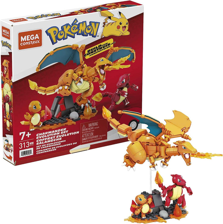 MEGA Pok�mon Action Figure Building Toys for Kids, Charmander Evolution Set with 300 Pieces