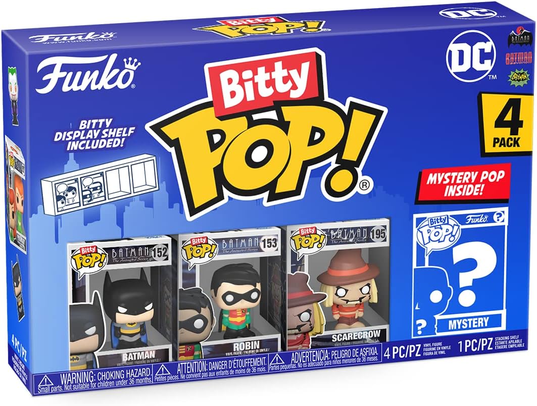 Funko Bitty Pop! DC Comics 4-Pack Series 1 - Batman, Robin, Scarecrow & Mystery Vinyl Figures (71311)