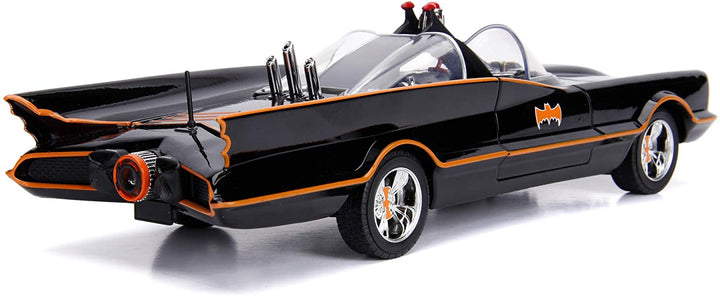 Jada Toys 253216001 Batman Classic Batmobile 1:18 Scale Model Car with Opening Doors, Boot & Bonnet, Includes Batman & Robin Figure from Die-cast, Black, Multicoloured, One Size