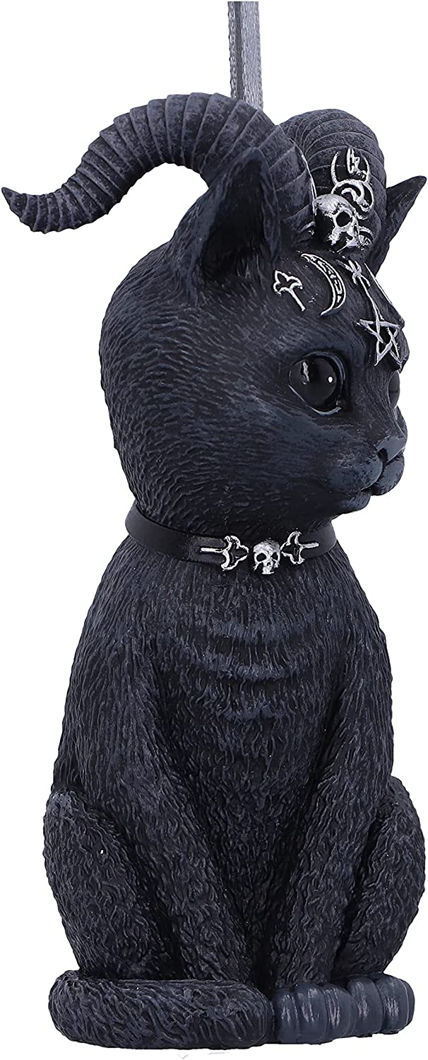 Nemesis Now Pawzuph Horned Cat Hanging Ornament in Black Resin 7