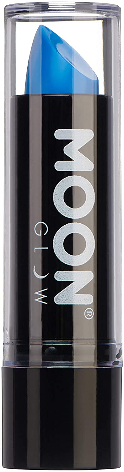 Smiffys Neon UV Lipstick by Moon Glow - Intense Blue - Glows under UV