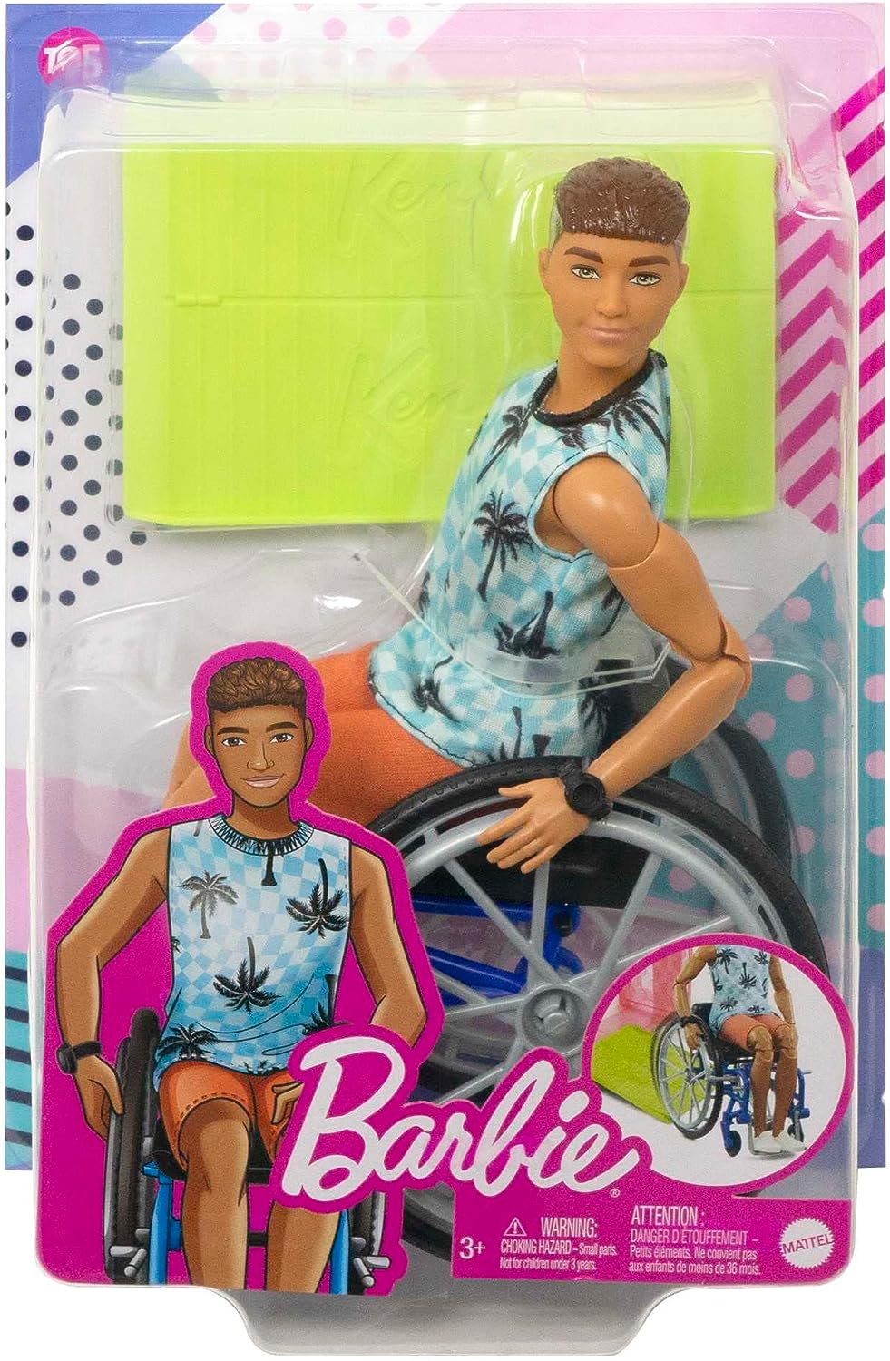 Ken Doll with Wheelchair & Ramp - Barbie Fashionistas Action Figure for Kids 3+ 4