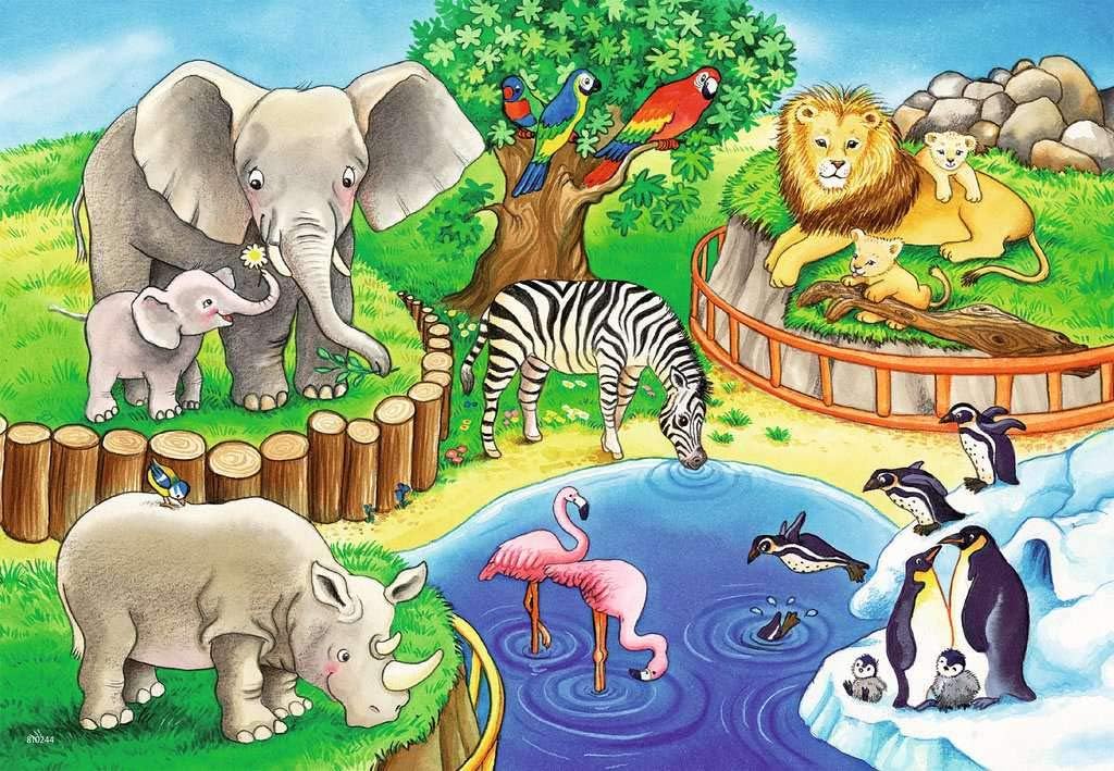 Ravensburger Animals in the Zoo Puzzle - 2 x 12-Piece Educational Puzzle for Kids 4