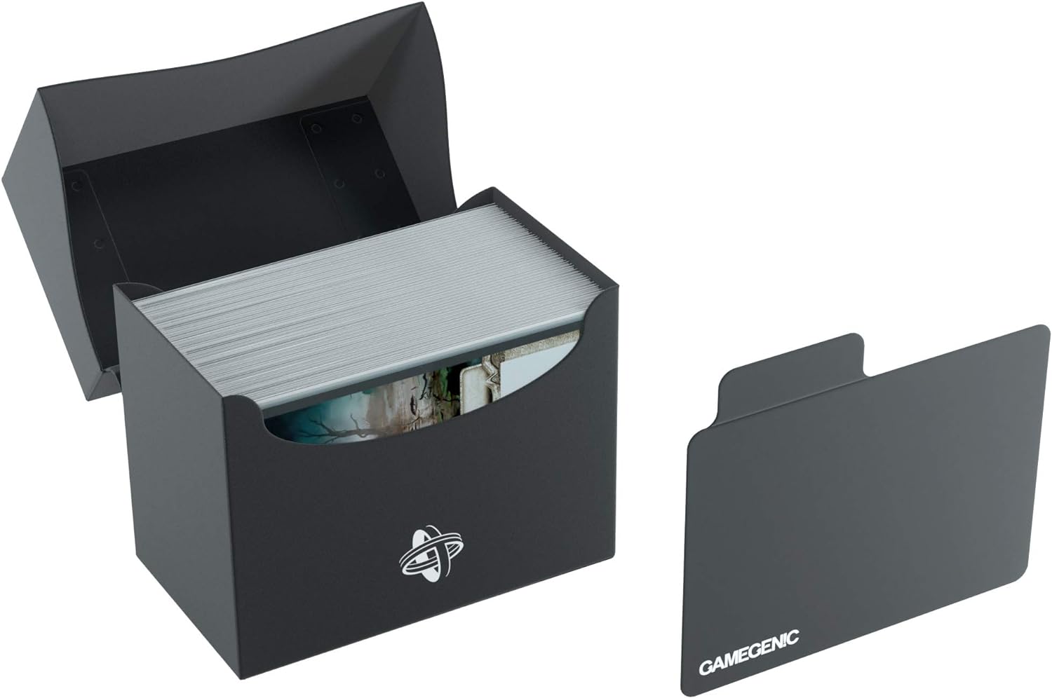 Gamegenic 80-Karten-Seitenhalter – Schwarz, für 80 doppelseitig gesleevte Karten, seitlich zu ladende Deckbox mit Cobra Neck-Technologie 7