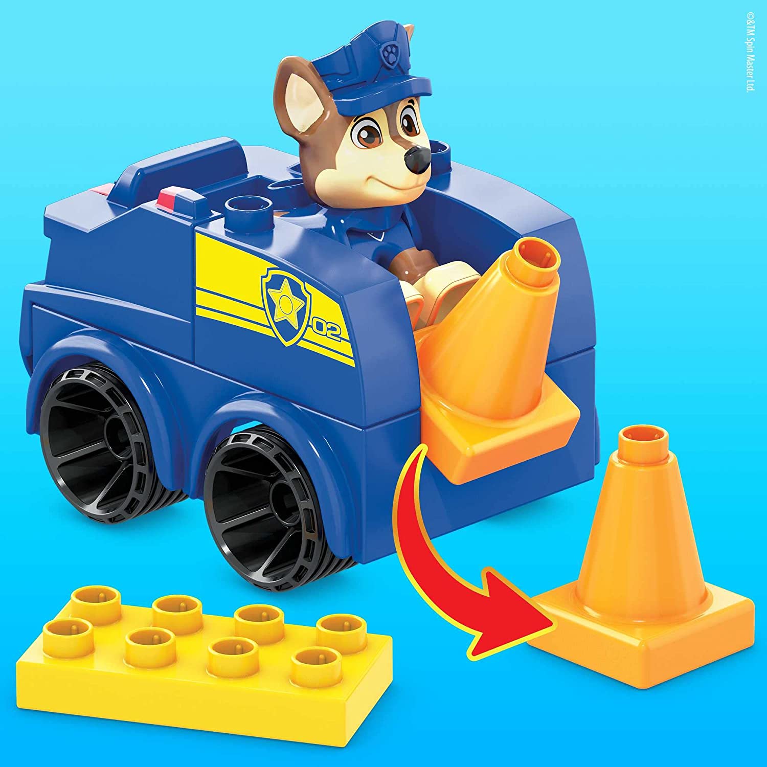 Mega Bloks PAW Patrol Chase's Police Car Building Set - 9-Piece Buildable Vehicle with Articulated Figure 5