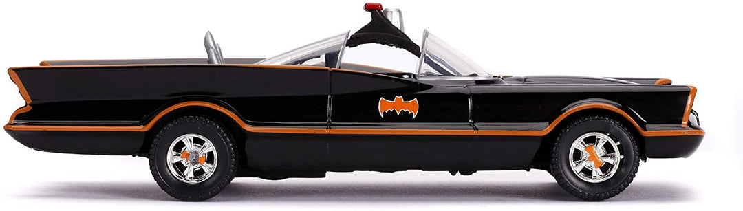 Jada 253213002 1966 Classic Batmobile Toy Car Die-Cast Includes Batman Figure 1:32 Scale Black, One Size