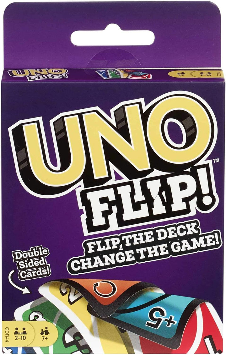 Mattel Games UNO FLIP! Family Card Game for Adults, Teens & Kids, Double-sided Deck with Special Flip Card