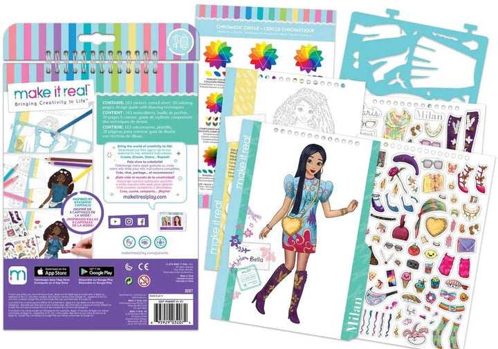 Make It Real 2903205, Blocco da disegno, City Style, Libro di design alla moda per bambini, Multicolore