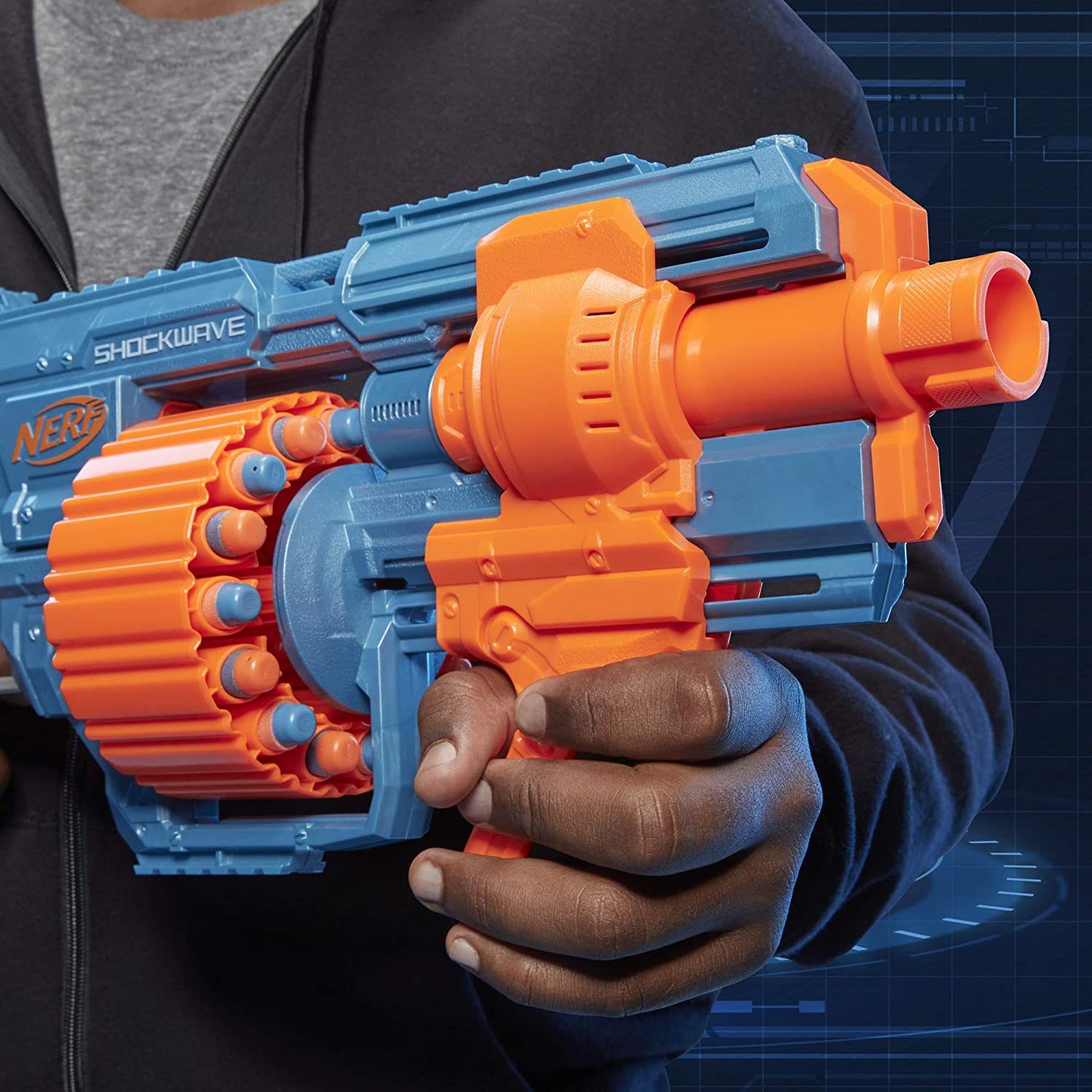 Nerf Elite 2.0 Shockwave RD-15 Blaster - Pump-Action with 15-Dart Drum & Slam-Fire 3