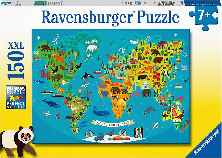 Ravensburger Animal World Map XXL Puzzle - Educational 150pc for Ages 7+ (13287)