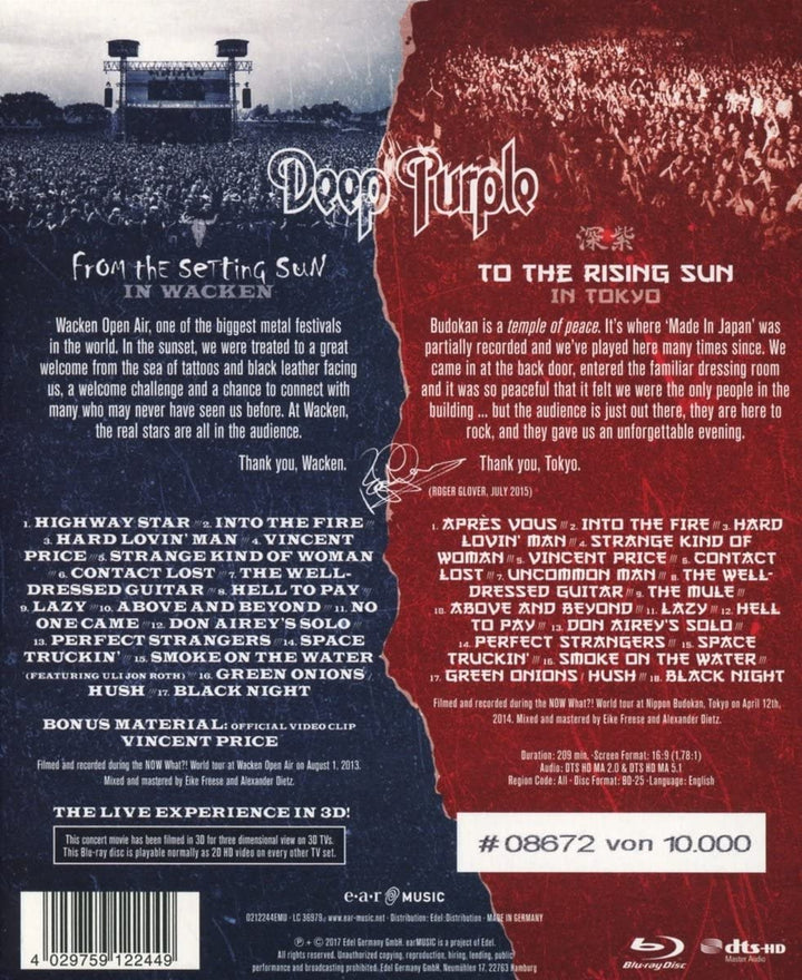 Deep Purple: van de ondergaande zon in Wacken... tot de rijzende... [Blu-ray]