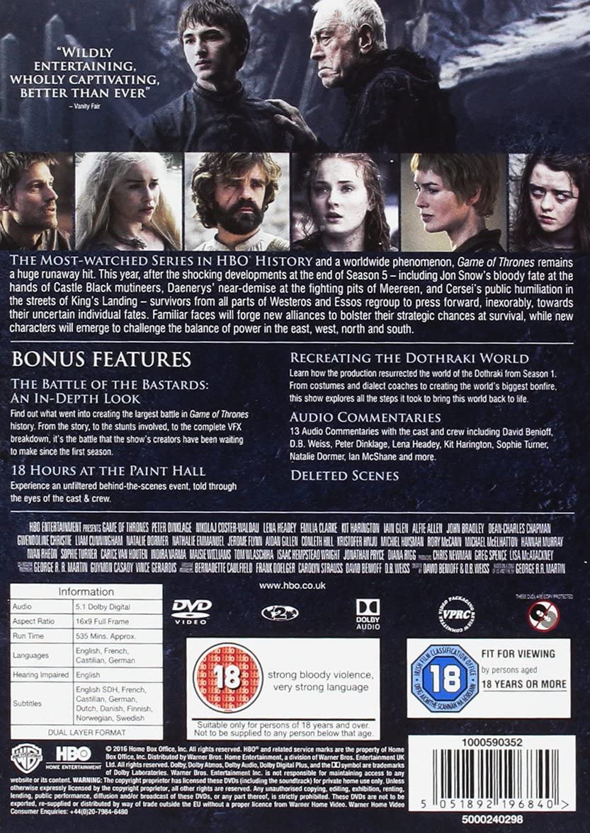 Game of Thrones: Season 6 - Drama [DVD] 3