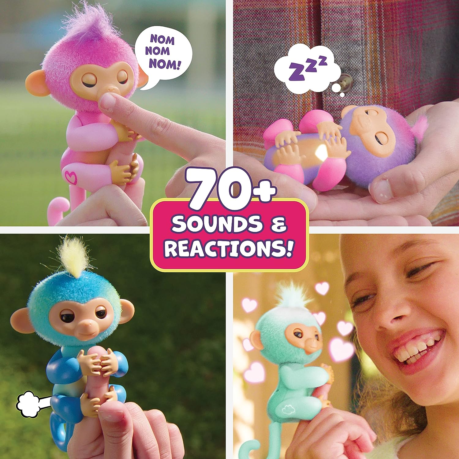 Fingerlings Monkey Pink – Harmony Interactive Baby Monkey mit über 70 Geräuschen und Reaktionen 6